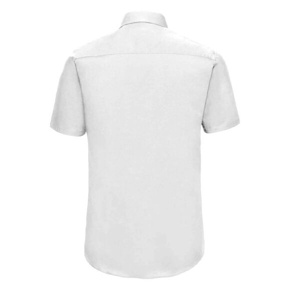 Russell Collection Mens Short Sleeve Easy Care Fitted Shirt / White - Picture 2 of 2